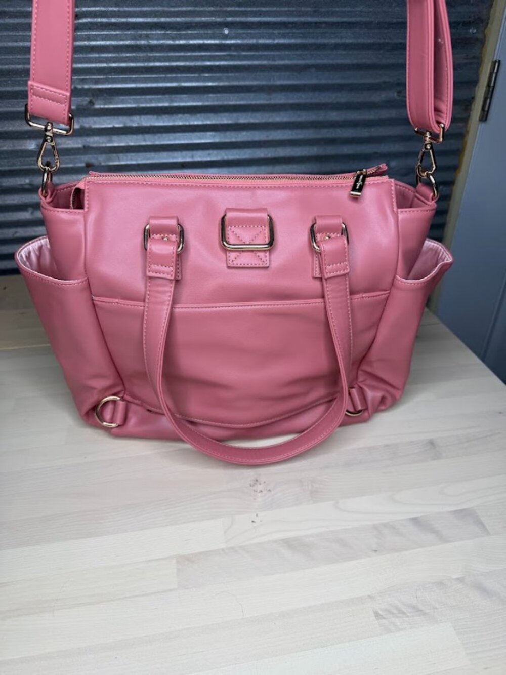 White Elm Gemini Mini Convertible Backpack / Crossbody / Tote- Peony